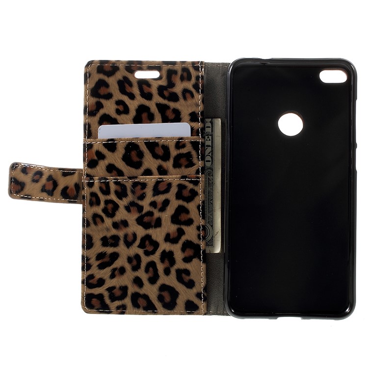 For Huawei P8 Lite (2017) / Honor 8 Lite Glossy Leopard PU Leather Wallet Case with Stand-5