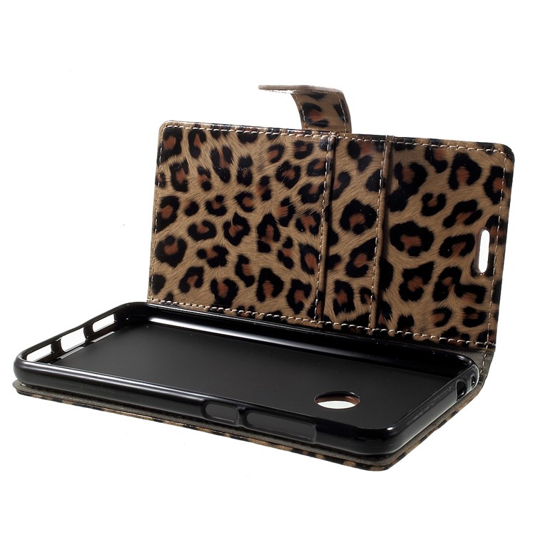 For Huawei P8 Lite (2017) / Honor 8 Lite Glossy Leopard PU Leather Wallet Case with Stand-6
