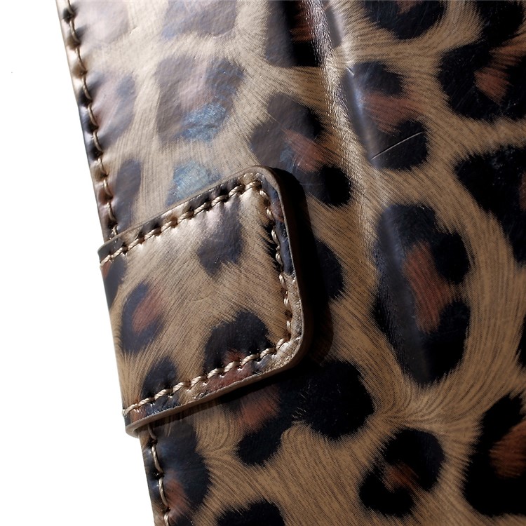 For Huawei P8 Lite (2017) / Honor 8 Lite Glossy Leopard PU Leather Wallet Case with Stand-9