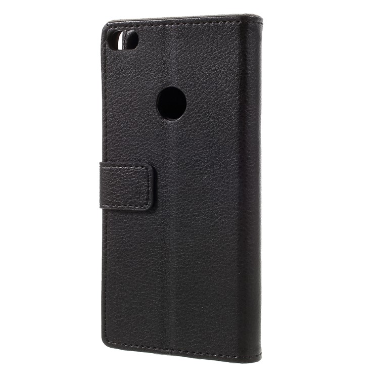 For Huawei P8 Lite (2017) / Honor 8 Lite Stand Leather Wallet Case Lychee Texture - Black-2