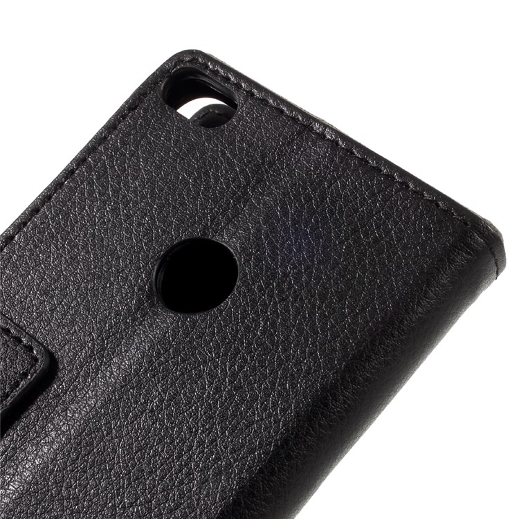 For Huawei P8 Lite (2017) / Honor 8 Lite Stand Leather Wallet Case Lychee Texture - Black-8
