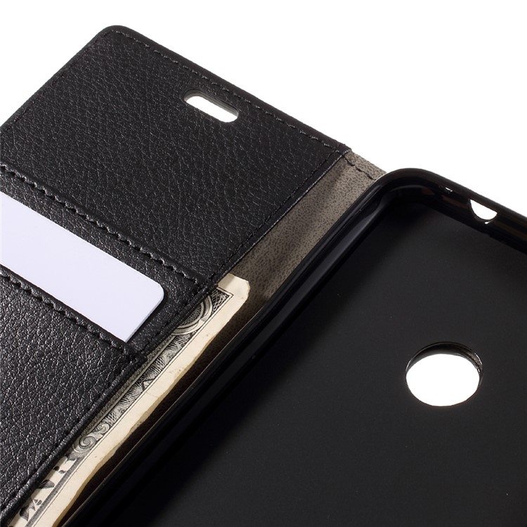 For Huawei P8 Lite (2017) / Honor 8 Lite Stand Leather Wallet Case Lychee Texture - Black-9