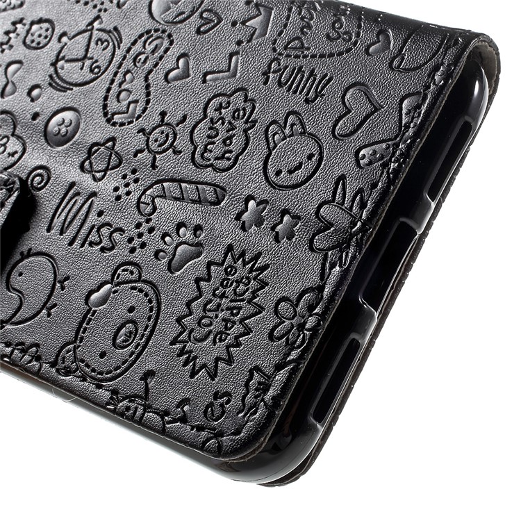 Cartoon Graffiti Wallet Leather Stand Case for Huawei P8 Lite (2017) / Honor 8 Lite - Black-10