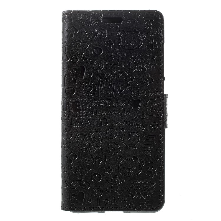 Cartoon Graffiti Wallet Leather Stand Case for Huawei P8 Lite (2017) / Honor 8 Lite - Black-2