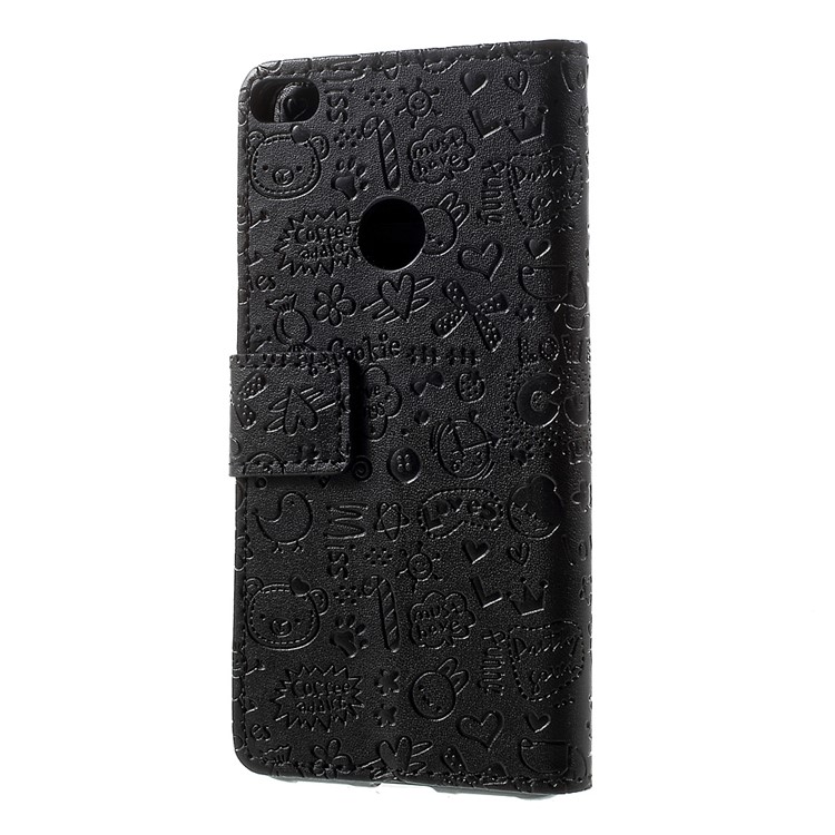 Cartoon Graffiti Wallet Leather Stand Case for Huawei P8 Lite (2017) / Honor 8 Lite - Black-3