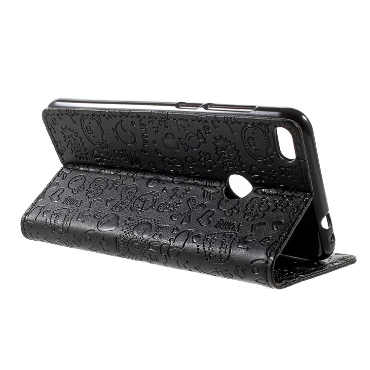 Cartoon Graffiti Wallet Leather Stand Case for Huawei P8 Lite (2017) / Honor 8 Lite - Black-4