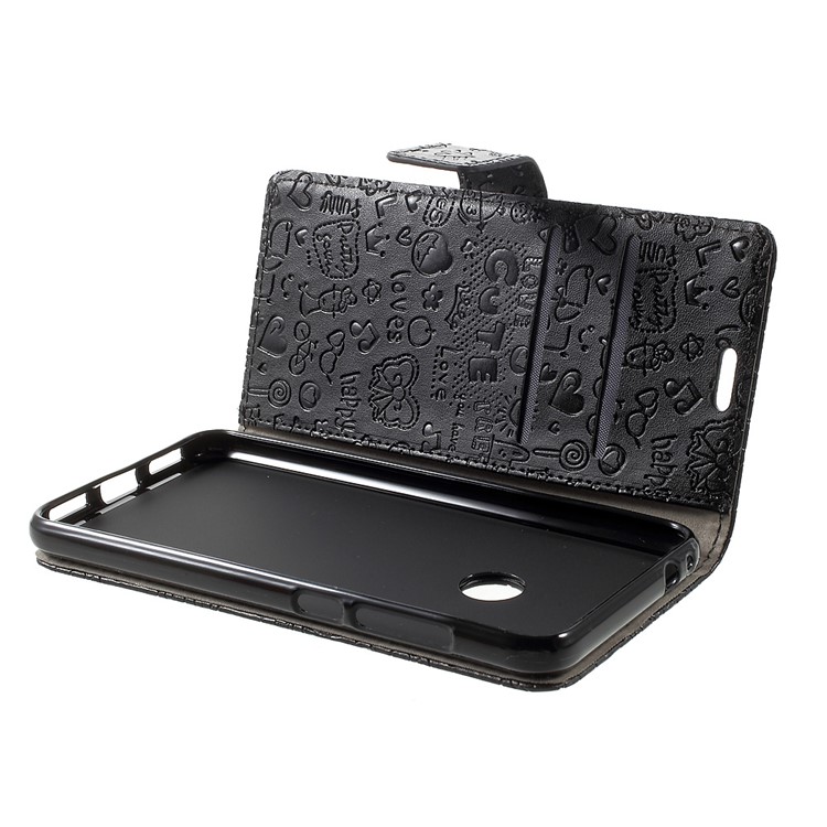 Cartoon Graffiti Wallet Leather Stand Case for Huawei P8 Lite (2017) / Honor 8 Lite - Black-6