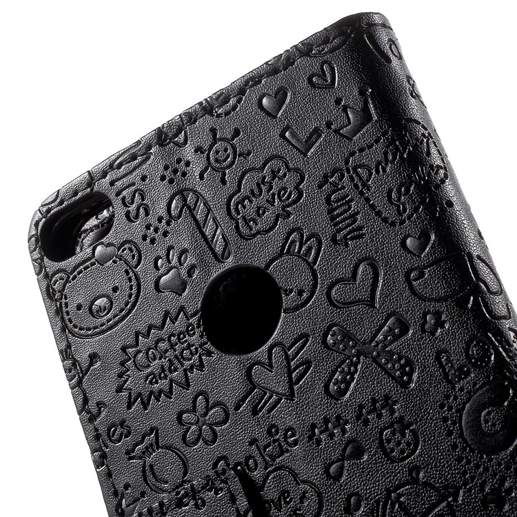 Cartoon Graffiti Wallet Leather Stand Case for Huawei P8 Lite (2017) / Honor 8 Lite - Black-8