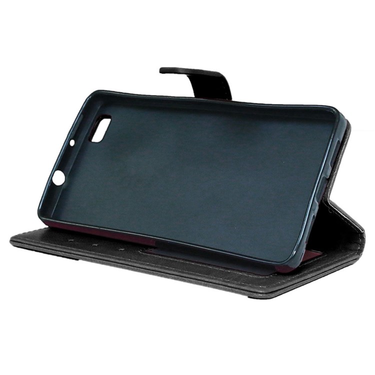 Multi Photo/Card Slots Crazy Horse PU Leather Case for Huawei P8 Lite - Black-2