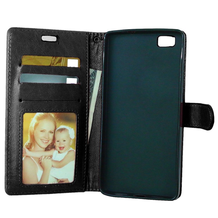 Multi Photo/Card Slots Crazy Horse PU Leather Case for Huawei P8 Lite - Black-6