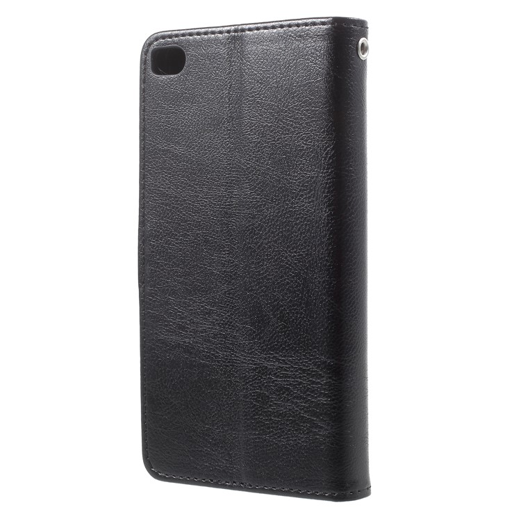 Multi Photo/Card Slots Crazy Horse Leather Phone Case for Huawei Ascend P8 - Black-2