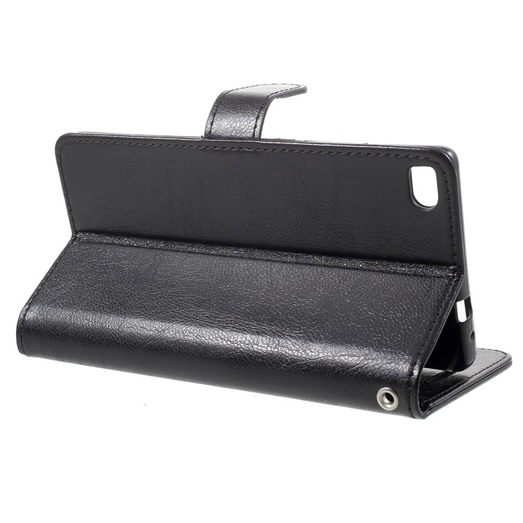 Multi Photo/Card Slots Crazy Horse Leather Phone Case for Huawei Ascend P8 - Black-4