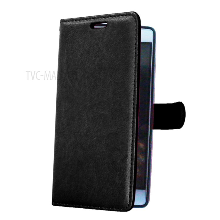 Multi Photo/Card Slots Crazy Horse Leather Phone Case for Huawei Ascend P8 - Black-8