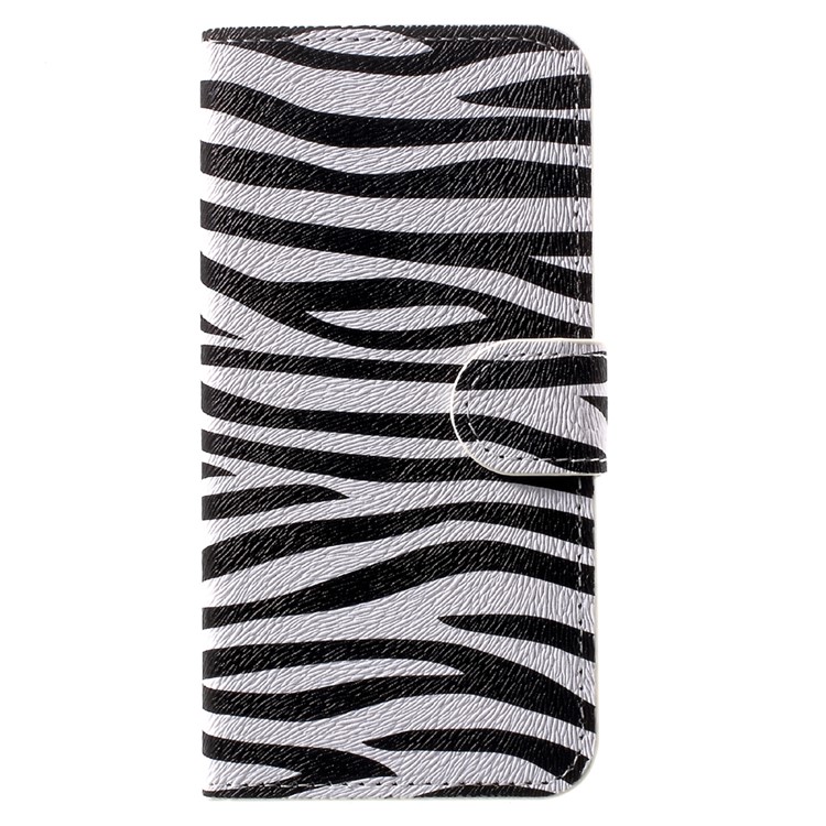 Patterned Flip Leather Wallet Cover Case for Huawei Enjoy 6 - Zebra Stripes-2