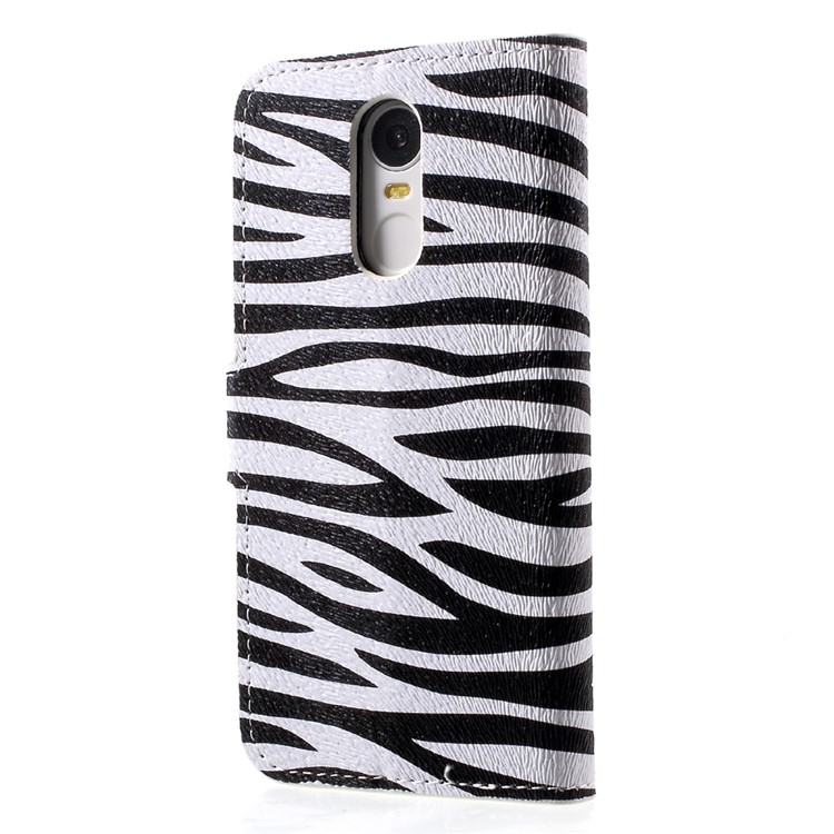 Patterned Flip Leather Wallet Cover Case for Huawei Enjoy 6 - Zebra Stripes-3