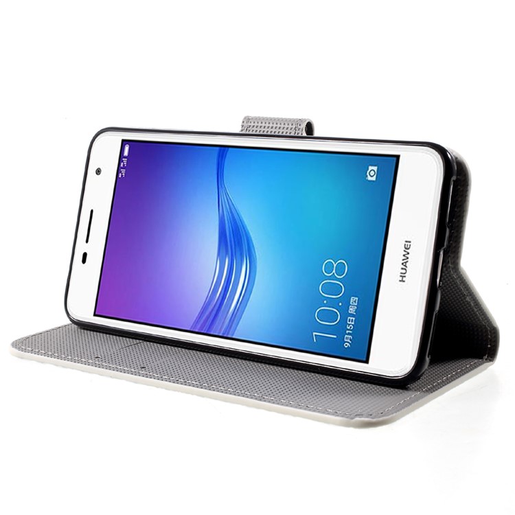 Patterned Flip Leather Wallet Cover Case for Huawei Enjoy 6 - Zebra Stripes-4