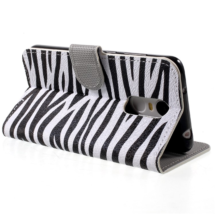 Patterned Flip Leather Wallet Cover Case for Huawei Enjoy 6 - Zebra Stripes-5