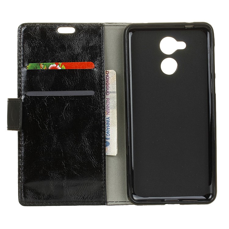 Crazy Horse Leather Wallet Mobile Phone Case for Huawei Enjoy 6s - Black-3