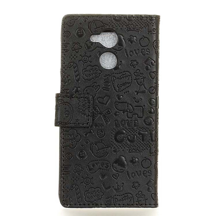 Cartoon Graffiti Folio Wallet Phone Case (PU Leather + TPU) for Huawei Enjoy 6s - Black-2