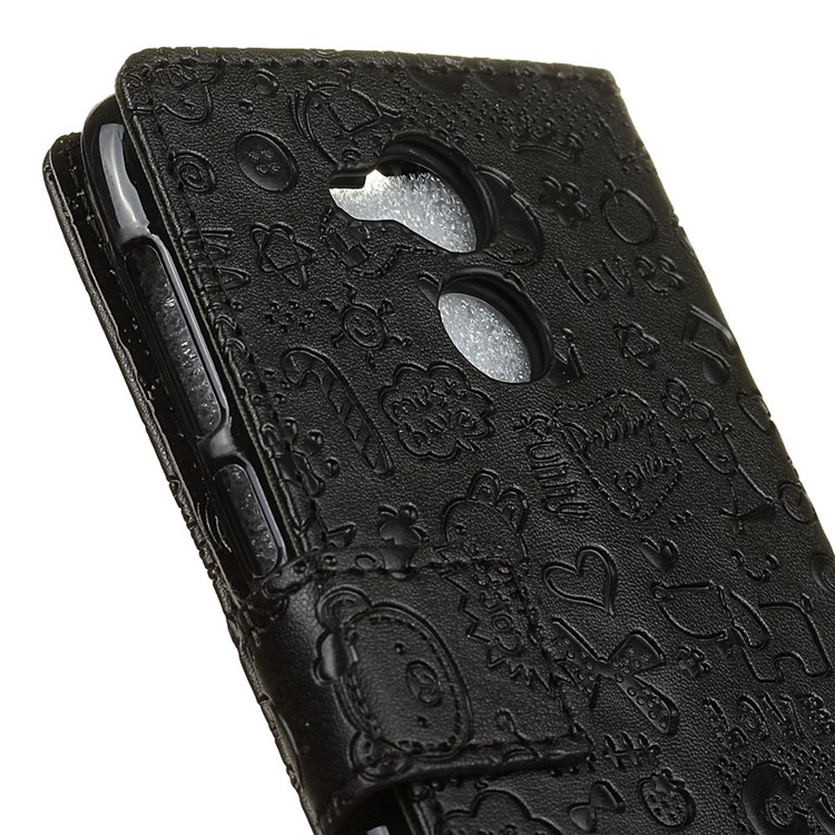 Cartoon Graffiti Folio Wallet Phone Case (PU Leather + TPU) for Huawei Enjoy 6s - Black-7