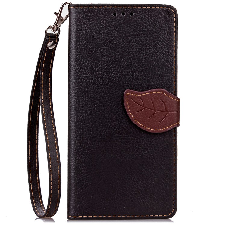 Leaf Magnetic Leather Wallet Case with Lanyard for Huawei Y5II/Y5 II/Honor 5 - Black-2