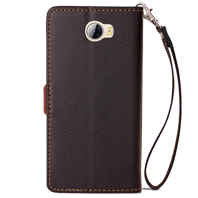 Leaf Magnetic Leather Wallet Case with Lanyard for Huawei Y5II/Y5 II/Honor 5 - Black-3