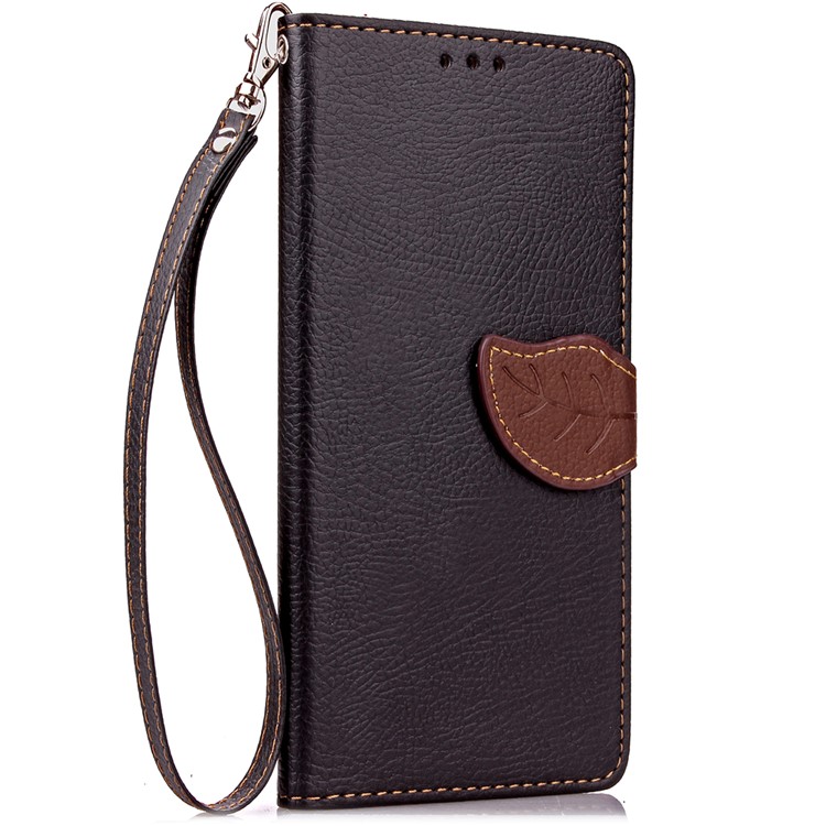 Leaf Magnetic Leather Wallet Case with Lanyard for Huawei Y5II/Y5 II/Honor 5 - Black-4