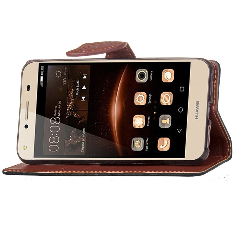 Leaf Magnetic Leather Wallet Case with Lanyard for Huawei Y5II/Y5 II/Honor 5 - Black-7