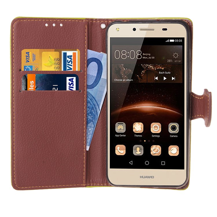 Leather Stand Wallet Phone Case with Lanyard for Huawei Y5II/Y5 II/Honor 5 - Rose-12