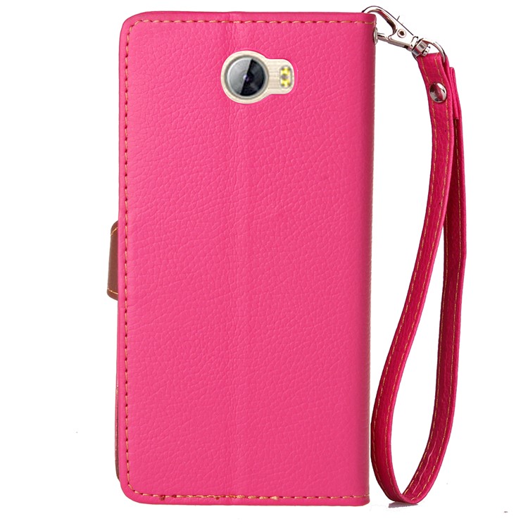 Leather Stand Wallet Phone Case with Lanyard for Huawei Y5II/Y5 II/Honor 5 - Rose-3