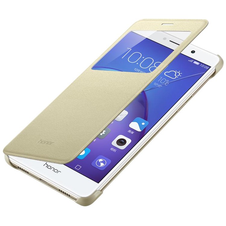 HUAWEI View Window Smart Leather Flip Cover for Huawei Honor 6x (2016) - Gold-2