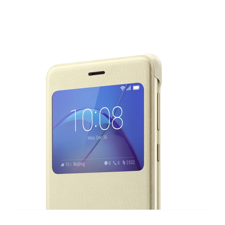 HUAWEI View Window Smart Leather Flip Cover for Huawei Honor 6x (2016) - Gold-5