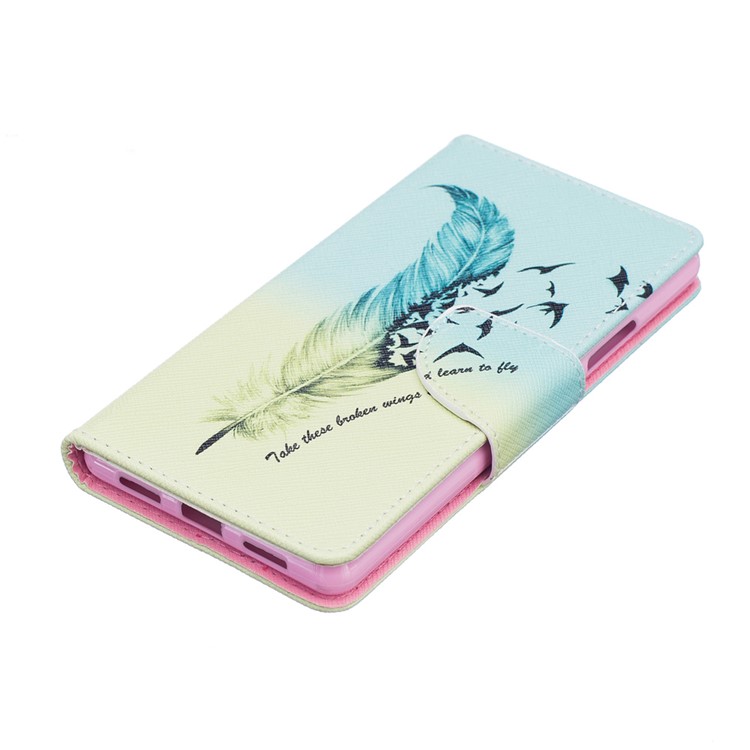 Pattern Printing Stand Leather Wallet Case for Huawei P9 Lite / G9 Lite - Feather and Birds-6