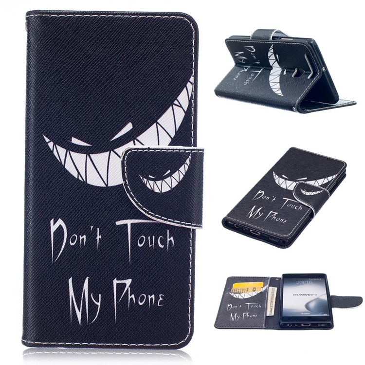 Patterned Wallet Leather Phone Case for Huawei P9 - Ghost and Do Not Touch My Phone-1