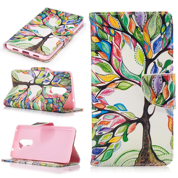 Pattern Printing Leather Wallet Mobile Casing for Huawei Honor 6x (2016) - Colorful Tree-1