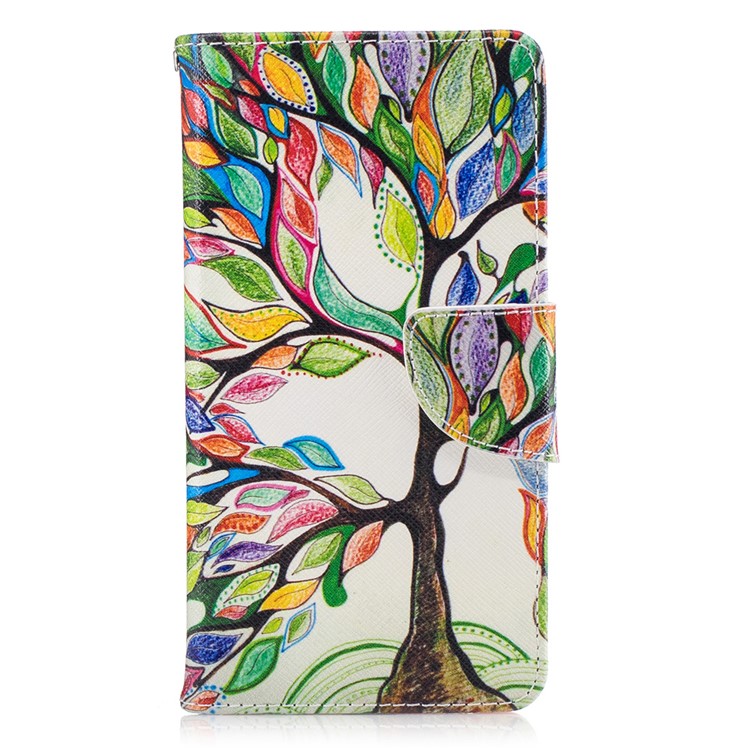 Pattern Printing Leather Wallet Mobile Casing for Huawei Honor 6x (2016) - Colorful Tree-2