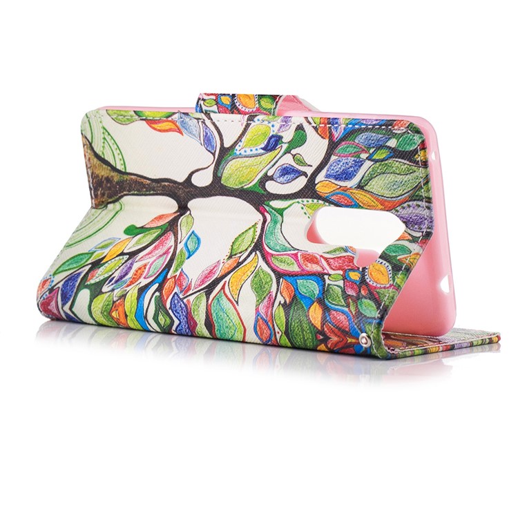 Pattern Printing Leather Wallet Mobile Casing for Huawei Honor 6x (2016) - Colorful Tree-5