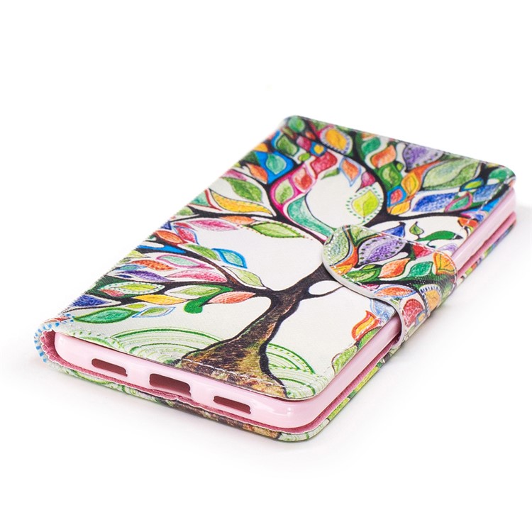 Pattern Printing Leather Wallet Mobile Casing for Huawei Honor 6x (2016) - Colorful Tree-7