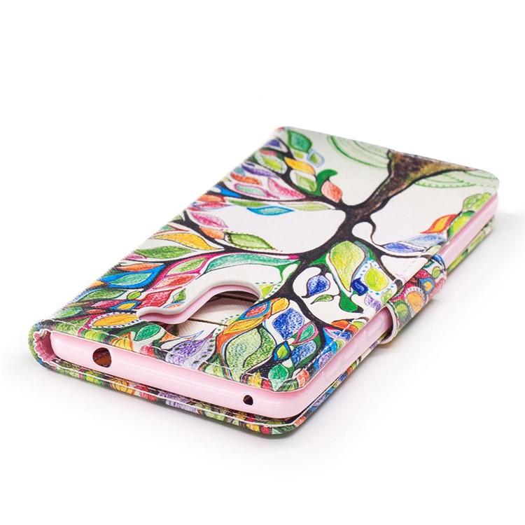 Pattern Printing Leather Wallet Mobile Casing for Huawei Honor 6x (2016) - Colorful Tree-8
