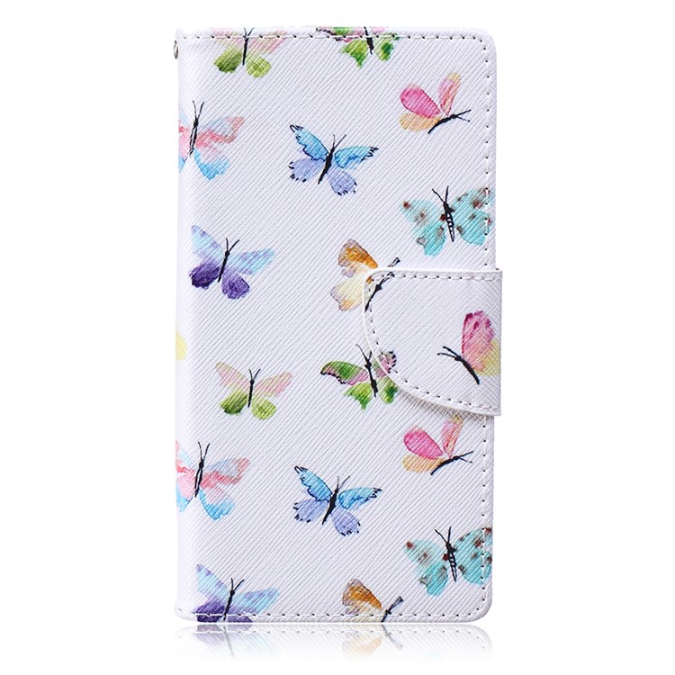 Pattern Printing Leather Wallet Case for Huawei P8 Lite - Vivid Butterflies-2