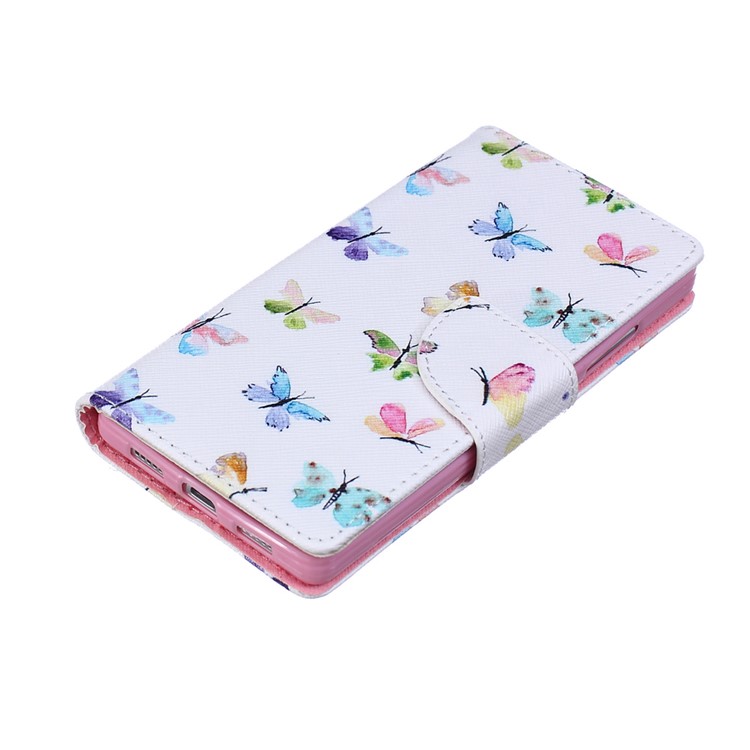 Pattern Printing Leather Wallet Case for Huawei P8 Lite - Vivid Butterflies-4