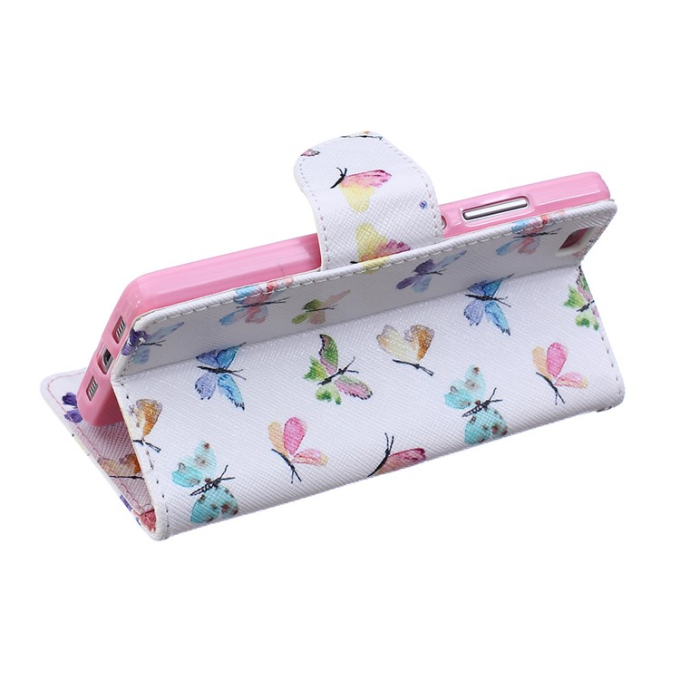 Pattern Printing Leather Wallet Case for Huawei P8 Lite - Vivid Butterflies-7