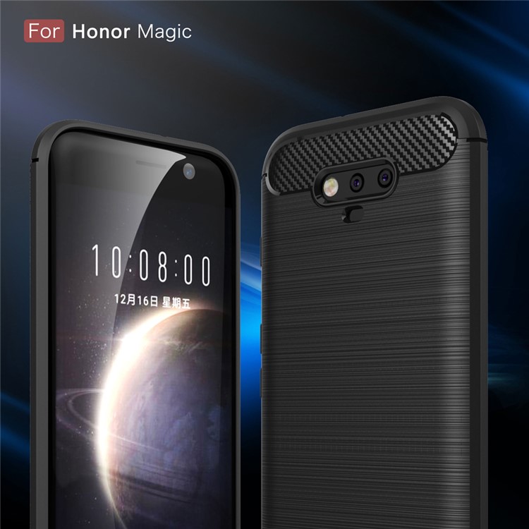 Carbon Fibre Brushed TPU Case for Huawei Honor Magic - Black-4