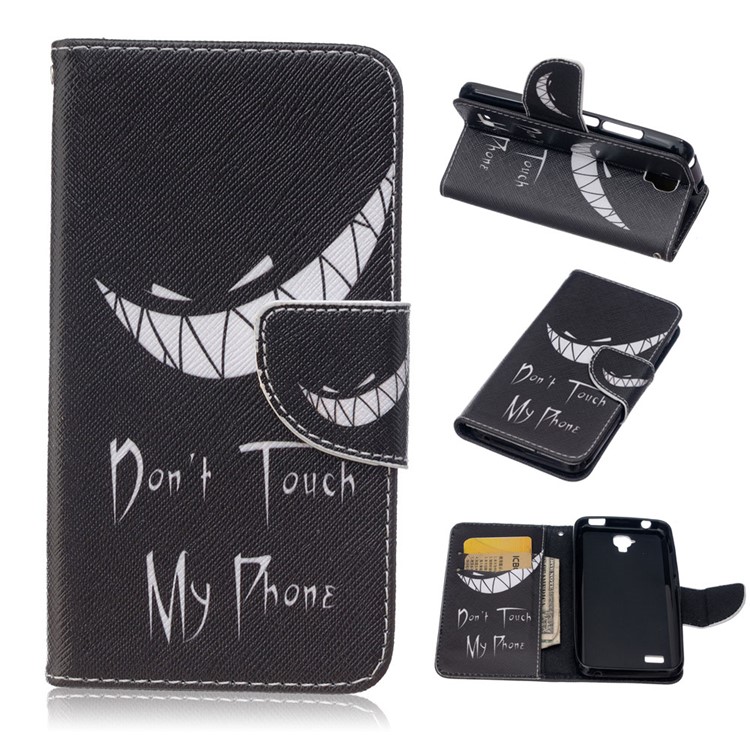For Huawei Y5 Y560 Patterned Wallet Leather Case - Ghost and Do Not Touch My Phone-1
