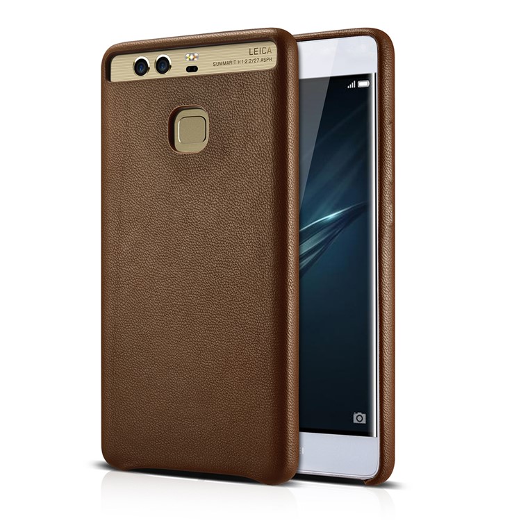 XOOMZ Sheepskin Genuine Leather Coated PC Back Case for Huawei P9 Plus - Brown-1