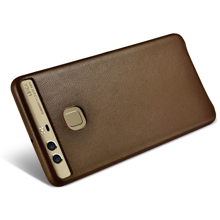 XOOMZ Sheepskin Genuine Leather Coated PC Back Case for Huawei P9 Plus - Brown-2