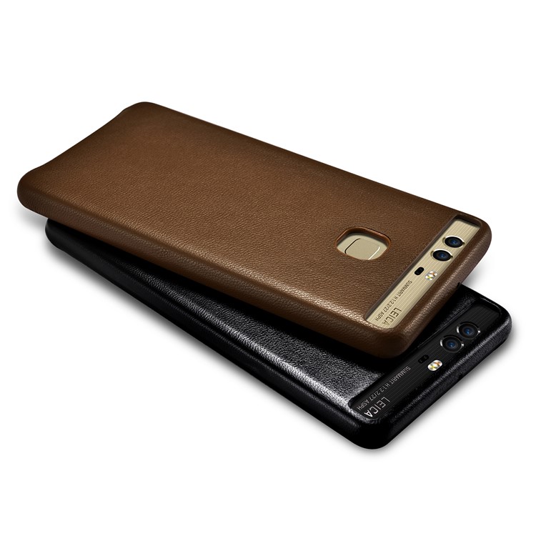 XOOMZ Sheepskin Genuine Leather Coated PC Back Case for Huawei P9 Plus - Brown-3