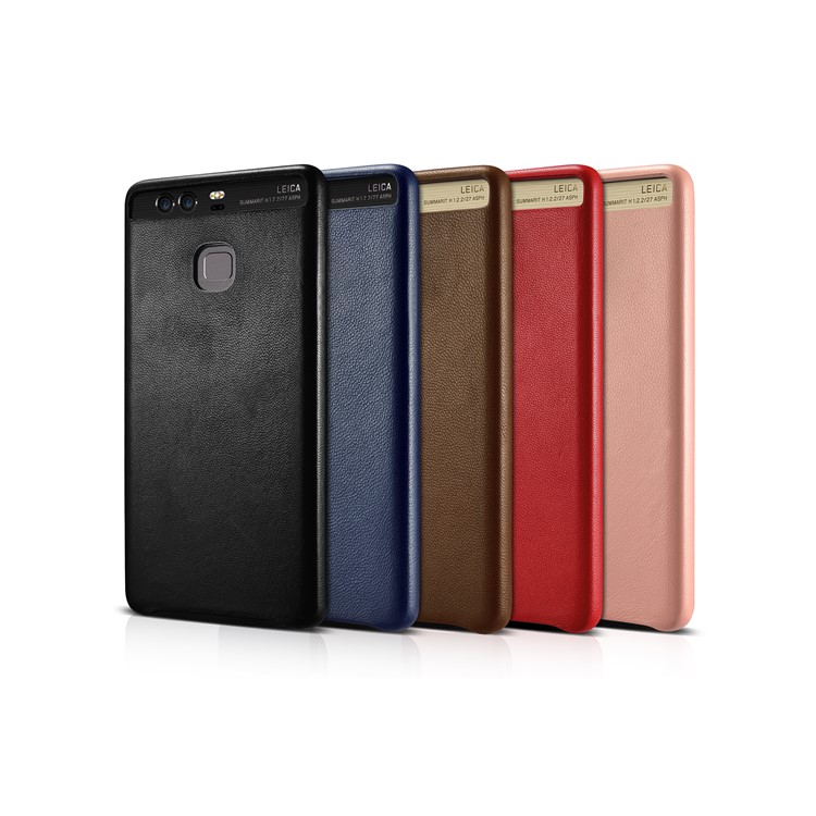 XOOMZ Sheepskin Genuine Leather Coated PC Back Case for Huawei P9 Plus - Brown-5