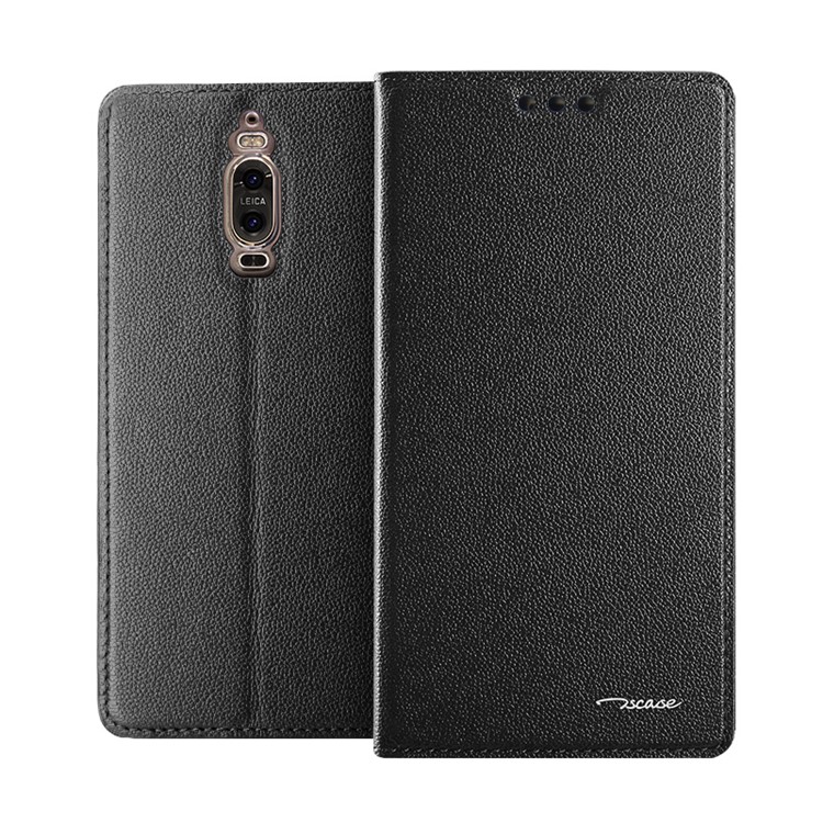 TSCASE Litchi Genuine Leather Case for Huawei Mate 9 Pro / Mate 9 Porsche Design - Black-1
