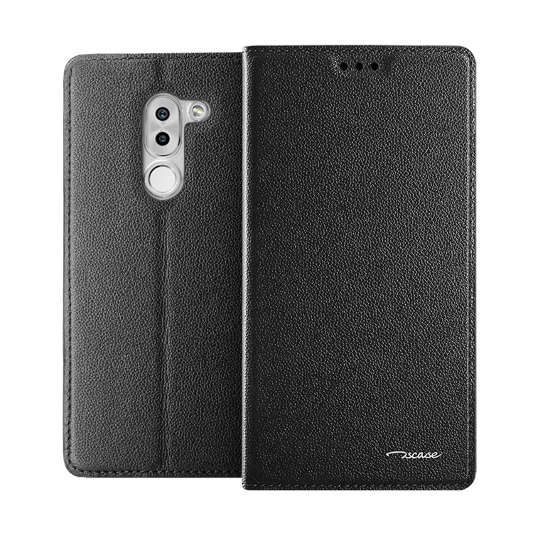 TSCASE Genuine Leather Stand Case for Huawei Honor 6x (2016) - Black-1